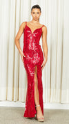 Madonna V Neck Gown in Cherry Red CAMPAIGN 1