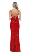 Madonna V Neck Gown in Cherry Red BACK
