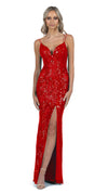 Madonna V Neck Gown in Cherry Red FRONT
