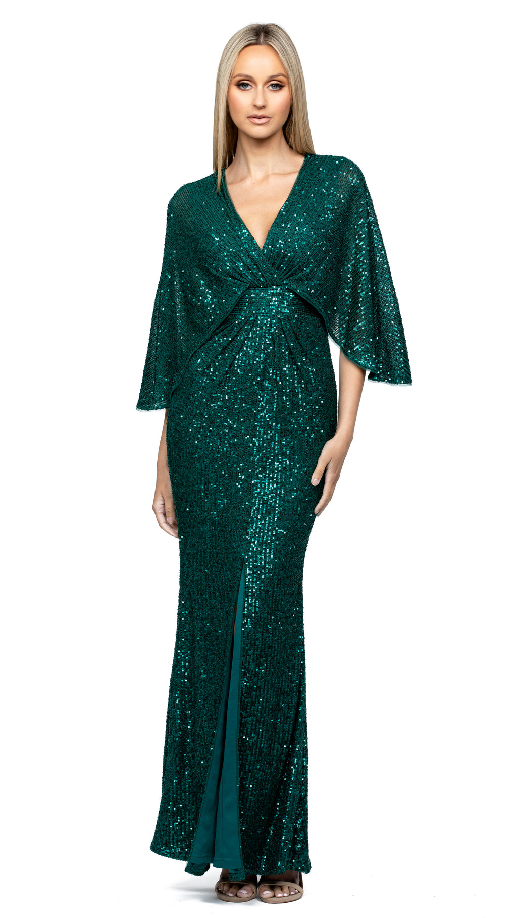 Oprah Cape Gown in Emerald