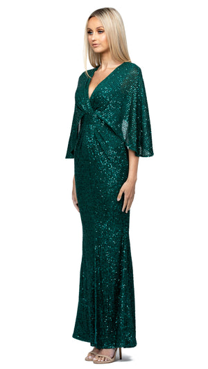 Oprah Cape Gown in Emerald side