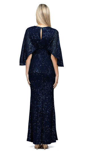 Oprah Cape Gown in Navy back