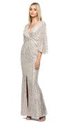 Oprah Cape Gown in Nude/Copper Sequins SIDE