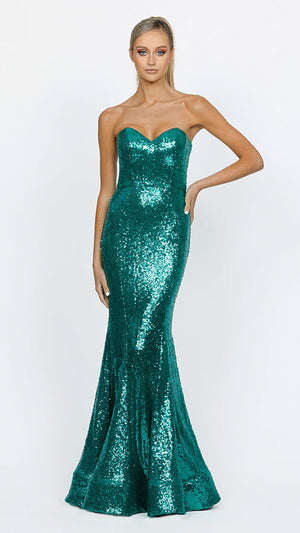 Lauren Sweetheart Fishtail Gown in Emeraldld