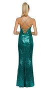 Stephanie Cowl Sequin Gown in Emerald with Strappy Back