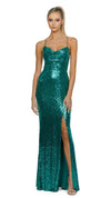 Stephanie Cowl Sequin Gown in Emerald