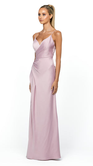 Bella Grecian Drape Gown in Dusty Pink SIDE