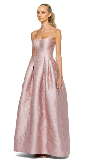 Balmy Nights Scoop Ball Gown in Blush/Gold side