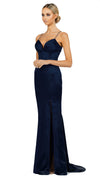 Cassy Fitted Corset Gown in Navy SIDE