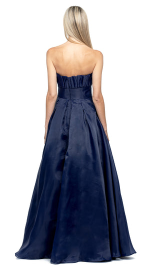 Itzi Ruffled Ball Gown in Navy back