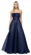 Itzi Ruffled Ball Gown in Navy front