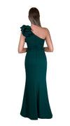 Bariano Sue frill one shoulder dress Emerald back