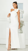 Bariano Sue Frill Gown in White 1