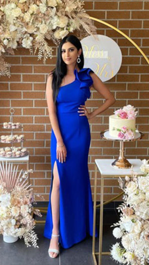 Sue Frill Gown in COBALT 1