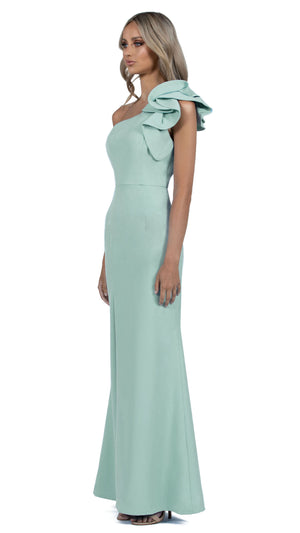 Sue Frill Gown in Soft Sage SIDE