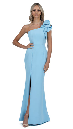 Sue Frill Gown in Sky Blue
