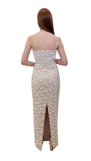 Bariano Emma Lace gown white back