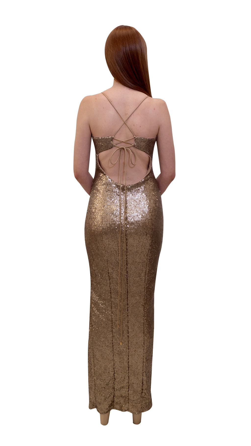 Bariano Hailee Sequin Dress Gold back