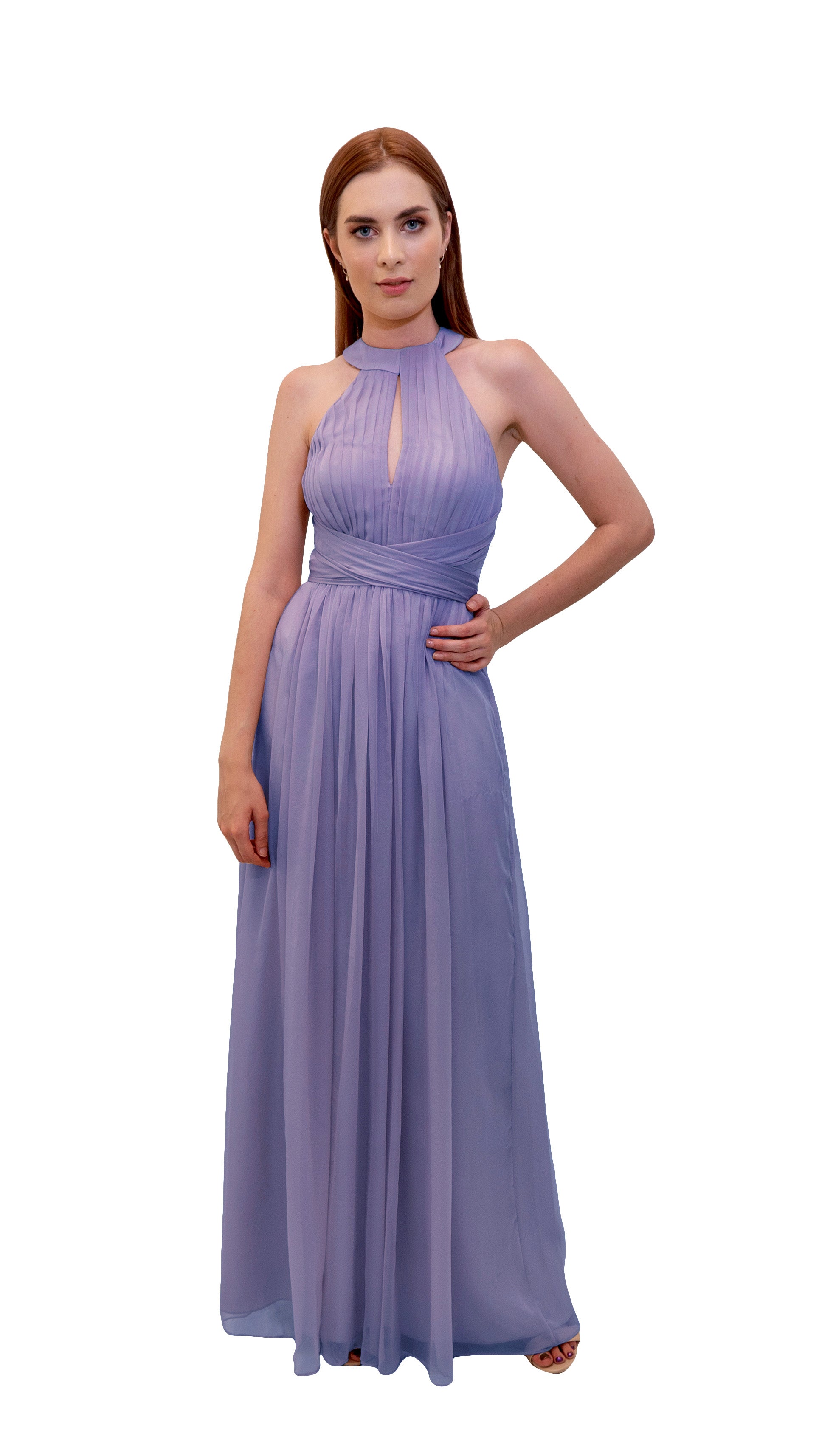 Alicia Satin Button Down Dress (Lavender) - Women from Yumi UK