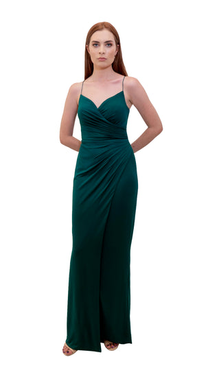 Bariano Rose Wrap Draped dress Emerald