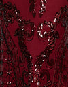 Burgundy Pattern Sequin Fabric