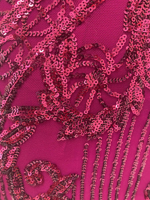 Bariano Flamingo Pink sequin fabric