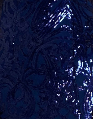 Bariano Pattern Sequin Fabric Navy