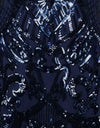 Navy Patterned Sequin Fabric