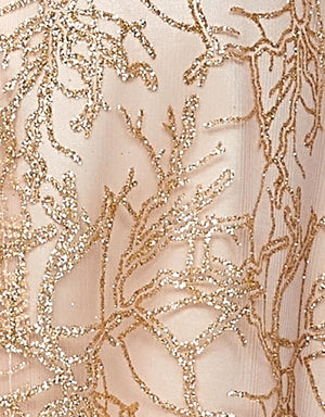 Nude Gold Glitter Tulle Fabric