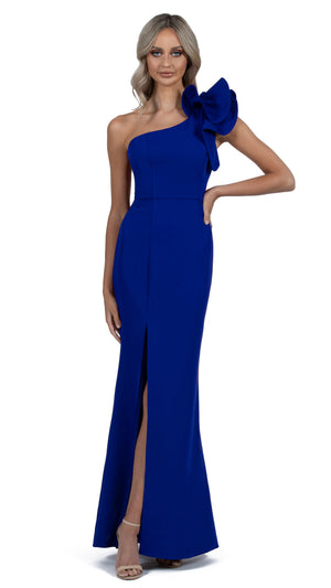 Sue Frill Gown in Cobalt