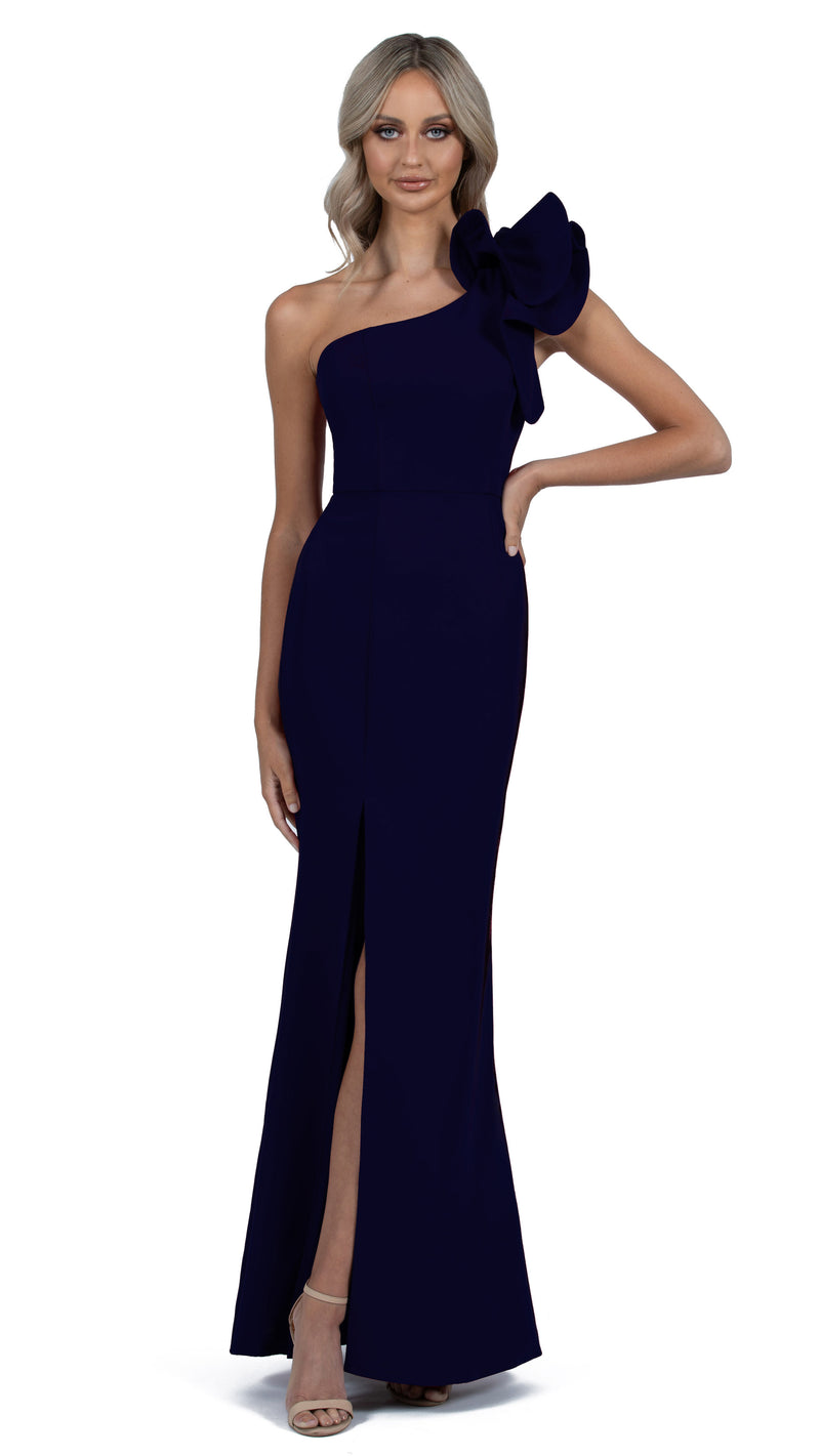 Sue Frill Gown in Navy