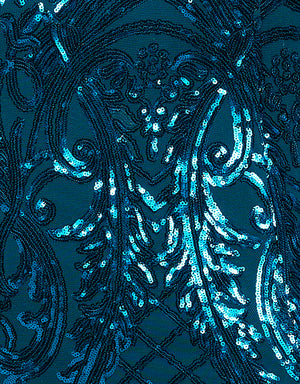Teal Pattern Sequin Fabric Swatch